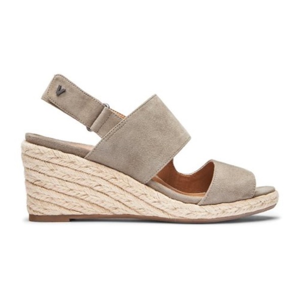 Vionic Shoes Vionic Taupegray Brooke Suede Leather Espadrille Wedge